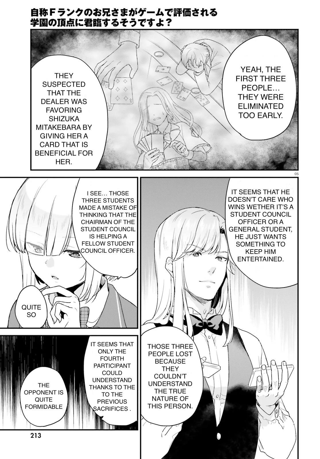 Dear Self-styled F rank bro’ says, he’s gonna rule a game-oriented school. Chapter 21 - Page 7