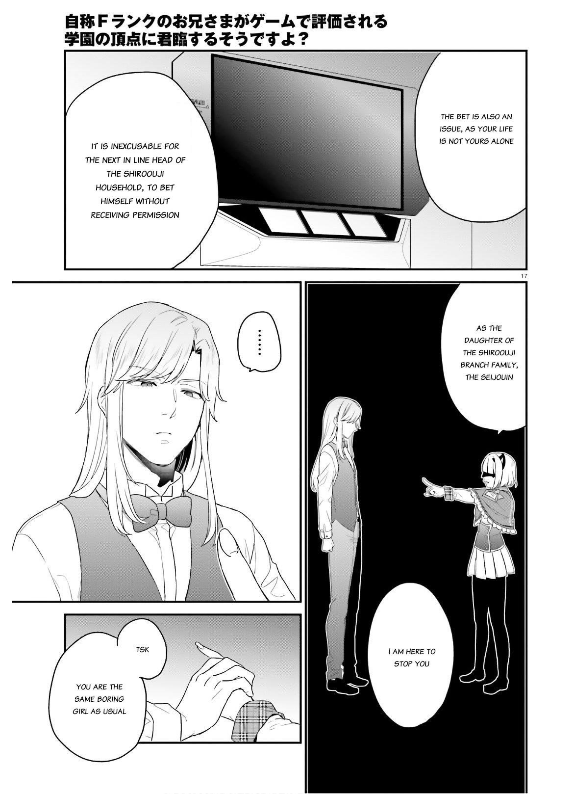 Dear Self-styled F rank bro’ says, he’s gonna rule a game-oriented school. Chapter 27 - Page 16