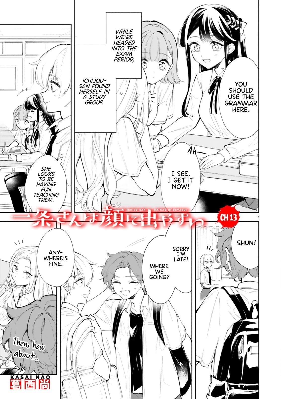 Ichijou-San Wa Kao Ni Deyasui Chapter 13 - Page 1