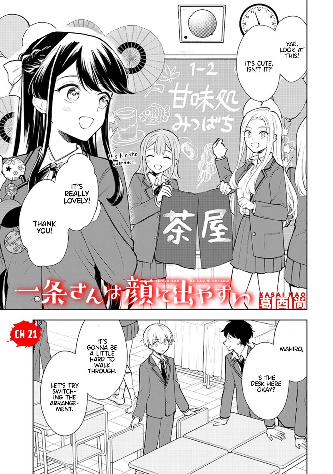 Ichijou-San Wa Kao Ni Deyasui Chapter 21 - Page 1