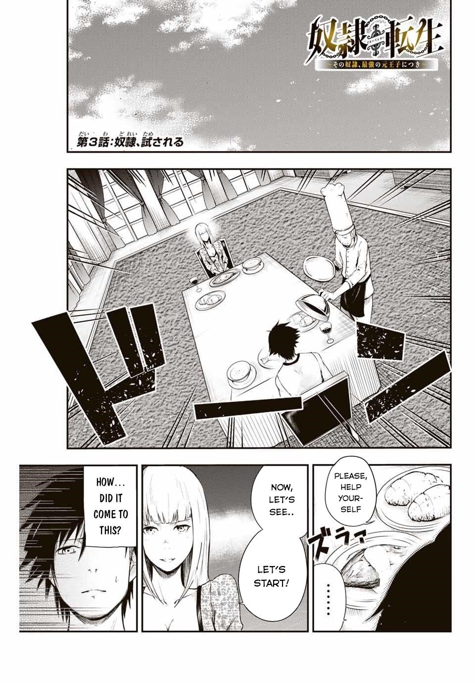 Dorei Tensei: Sono Dorei, Saikyou no Moto Ouji ni Tsuki Chapter 3 - Page 2